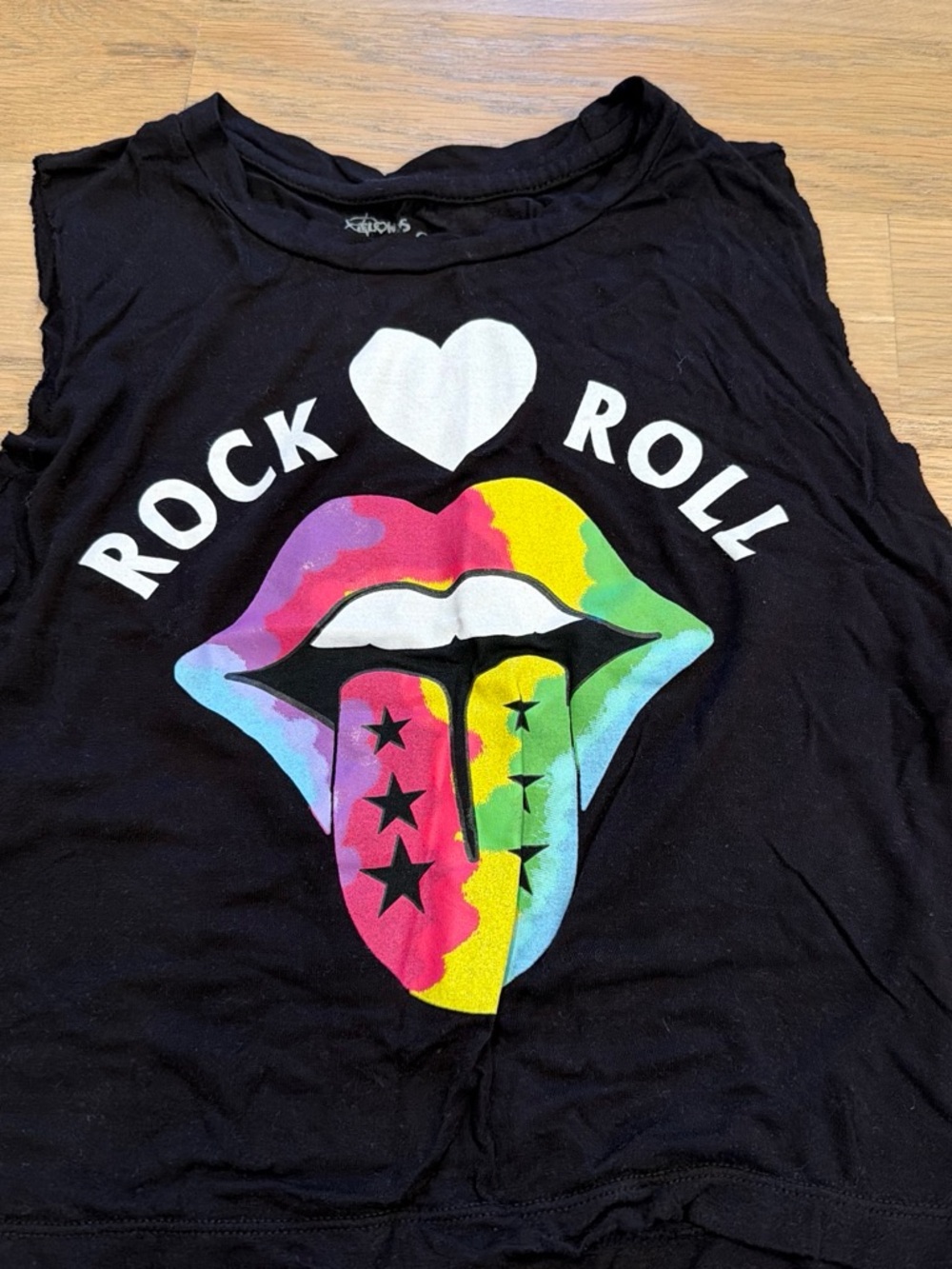 Flowers by Zoe Black Tank Top with Rainbow Lips Graphic